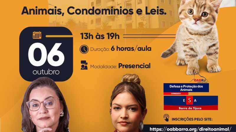 Curso de Capacitação: Animais, Condomínios e Leis.