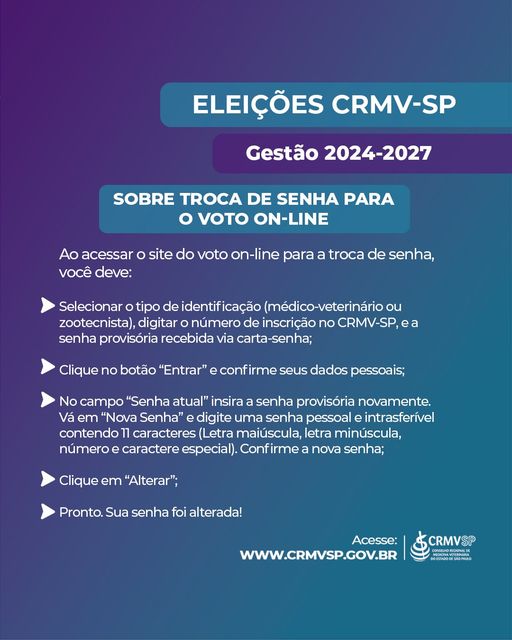 Eleição CRMV-SP 2024-2027.