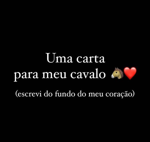 Uma Carta para meu Cavalo.
