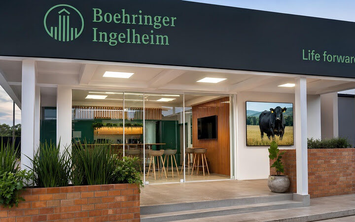 Boehringer Ingelheim estreia nova casa na Expointer e consolida parceria com o pecuarista destacando sua ‘dupla imbatível’.